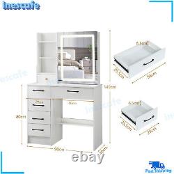 Dressing Table White Makeup Vanity Table with Mirror & Stool Dresser Desk Room