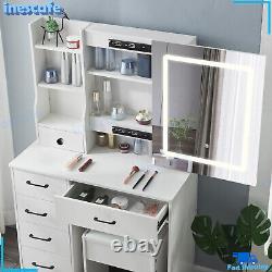 Dressing Table White Makeup Vanity Table with Mirror & Stool Dresser Desk Room
