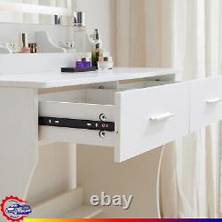 Dressing Table With 2 Drawers LED Light Mirror Makeup Desk Vanity Table Bedroom