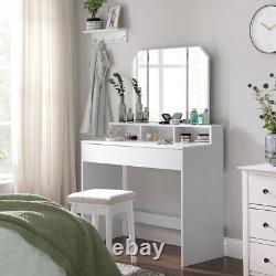 Dressing Table With Drawers & Trifold Mirror Makeup DeskTable Bedroom Dressing T