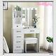 Dressing Table With Led Mirror Drawers Vanity Table Makeup Desk Stool Set White Uk