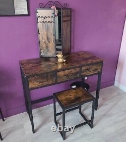 Dressing Table With Mirror And Stool Vanity Makeup Set 3 Drawer Desk Bedroom