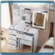 Dressing Table With Sliding Mirror Led Touch Lights 6 Drawers Makeup Vanity Desk