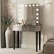 Dressing Table And Hollywood Bulbs Mirror With Usb Charger Bluetooth Speaker Set