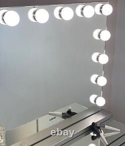 Dressing Table and Hollywood Bulbs Mirror With USB Charger Bluetooth Speaker Set