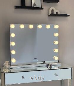 Dressing Table and Hollywood Bulbs Mirror With USB Charger Bluetooth Speaker Set