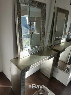 Dressing Table and Mirror in silver & crushed mirror from Lee Longlands rrp £649