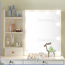 Dressing Table with 10 LED Lighted Sliding Mirror Makeup Desk Vanity Set & Stool
