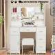 Dressing Table With 10 Led Lights Mirror And Stool Modern Makeup Desk Vanity Set