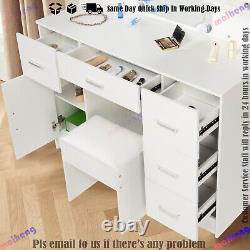 Dressing Table with 10 LED Lights Mirror and Stool Modern Makeup Desk Vanity Set