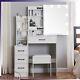 Dressing Table With 10 Led Mirror Modern Makeup Desk Vanity Table Set + Stool