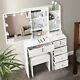 Dressing Table With 10led Mirror Modern Makeup Desk Vanity Table Set + Stool