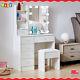 Dressing Table With 10led Sliding Mirror, 2usb Ports + Power Outlets With Stool