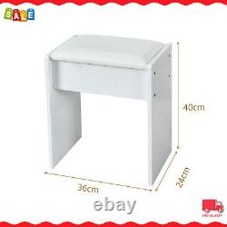 Dressing Table with 10LED Sliding Mirror, 2USB Ports + Power Outlets with Stool