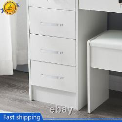 Dressing Table with 6 Drawers 10 LED Mirror Stool Set Makeup Desk Vanity Table