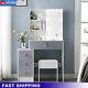 Dressing Table With Drawer Led Mirror Stool Set Makeup Desk Vanity Table Bedroom