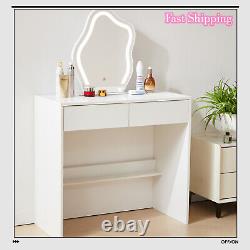 Dressing Table with Drawers Make Up Desk With LED Mirror Modern for Girls, UK