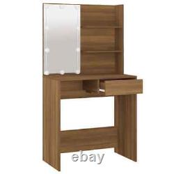 Dressing Table with LED Brown Oak 74.5x40x141 cm