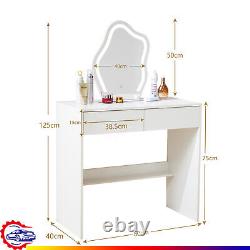 Dressing Table with LED Light Mirror Vanity Set Makeup Desk with 2 Drawers White