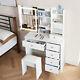 Dressing Table With Led Lighted Mirror And 5 Drawer Vanity Makeup Desk Stool Set