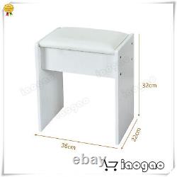Dressing Table with LED Lights Mirror Makeup Vanity Table Stool White & Grey