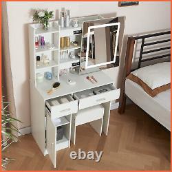 Dressing Table with Touch Control Dimmable LED Lighted Mirror Makeup Vanity Set