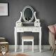 Dressing Table With Vanity Mirror Hollywood Lights Drawers & Stool Set Jewellery