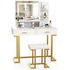 Dressing Tables Stools Set 100 X 45 Cm Table Vanity Stool With Led Mirror