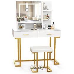 Dressing Tables Stools Set 100 x 45 cm Table Vanity Stool With LED Mirror