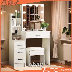 Dressing table Hollywood make up Desk Vanity Set with LED bulbs mirror and stool
