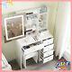 Dressing Table And 6 Drawers Vanity Hollywood With Led Sliding Mirror And Stool