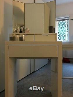 Dwell Marilyn Dressing Table, white gloss lacquer with 3-way mirrored glass