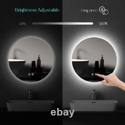 EMKE Round Bluetooth Bathroom Mirror with Cold LED Lights Illuminated Demister