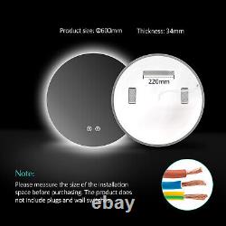 EMKE Round Bluetooth Bathroom Mirror with Cold LED Lights Illuminated Demister