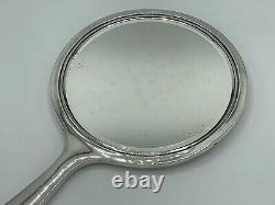 Edwardian Solid Silver Hand Held Dressing Table Mirror Bevelled Glass B/ham 1919