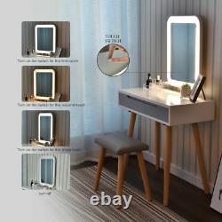 Elecwish Dressing Table Makeup Desk Vanity LED Light Mirror Stool Set Wood Home