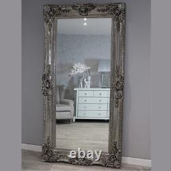 Empire XXL Extra Large Ornate Frame Leaner Wall Mirror Antique Silver 200x100cm