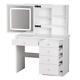 Fufu And Gaga Mirror Makeup Vanity Dressing Table Sets With 3-tier 5-drawers