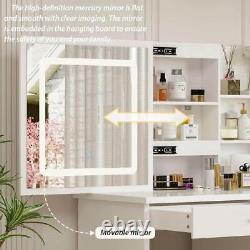 FUFU and GAGA Mirror Makeup Vanity Dressing Table Sets With 3-Tier 5-Drawers