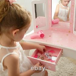 Fantasy Fields By Teamson Vanity Set Wooden Stars Dressing Table with Mirror &