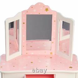 Fantasy Fields By Teamson Vanity Set Wooden Stars Dressing Table with Mirror &