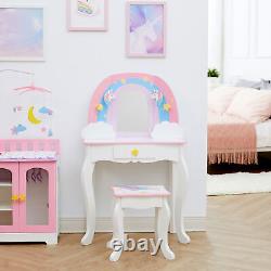 Fantasy Fields Vanity Set Dressing Table with Mirror Storage & Stool for Kids