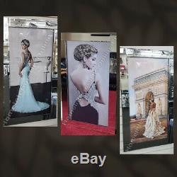 Figurative/lady home decor pictures with liquid art, crystals & mirror frames