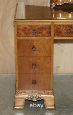 Finest Quality Waring & Gillow Burr Walnut Dressing Table Mirror Part of a Suite