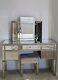 Fleur Mirrored Console Dressing Table With Mirror & Mirrored Bedside Tables Set