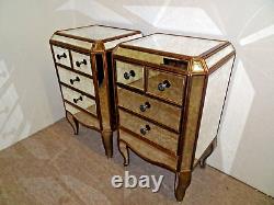 Fleur Mirrored Dressing Table 2 x Bedside Cabinets 1 x tall Chest of drawers