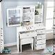 For Bedroom Dressing Makeup Table White Vanity Set With Led Lighted Mirror Stool