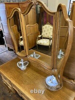 French Dressing table Louis XV Oak Cabinet / Writing Desk With Mirror