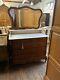 French Louis Marble Top & Shelf Dressing Table / Chest Of Drawers With Mirror