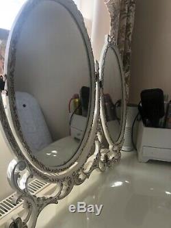 French Louis Style Kidney Shaped Dressing Table With Glass Top And Mirror